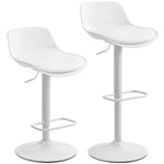 Lot de 2 tabourets de bar, tabourets hauts cuisine avec siège pivotant et hauteur réglable, 43 x 45 x 100 cm, blanc