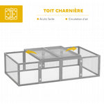 Clapier cage à lapins extérieur intérieur 2 portes supérieures 181L x 100l x 48H cm bois massif gris