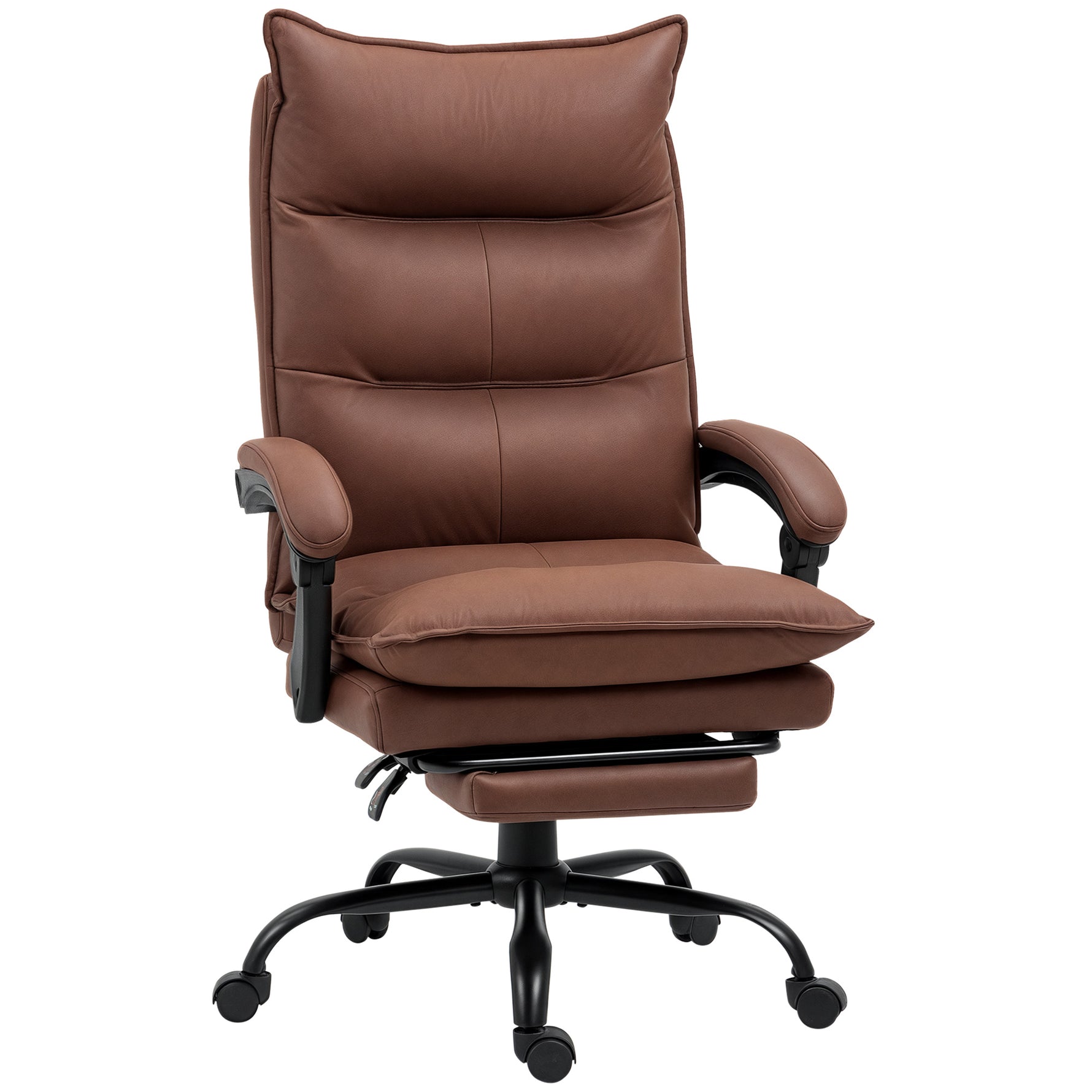 Fauteuil de bureau massant et chauffant, chaise de bureau, hauteur réglable, dossier inclinable, 66x74x121,5cm marron