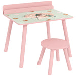 Ensemble table et chaise enfant table pour enfant avec chaise avec porte-livres motifs d'ours pour enfants 3-8 ans rose