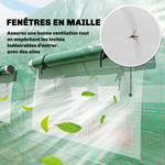 Serre tunnel de jardin 18m², serre de jardin tunnel avec porte et 12 fenêtres avec moustiquaires, 295x597x200cm, vert