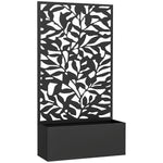 Jardinière avec treillis bac à fleurs rectangulaire grande taille panneau d'intimité métal 61 x 23 x 113 cm noir