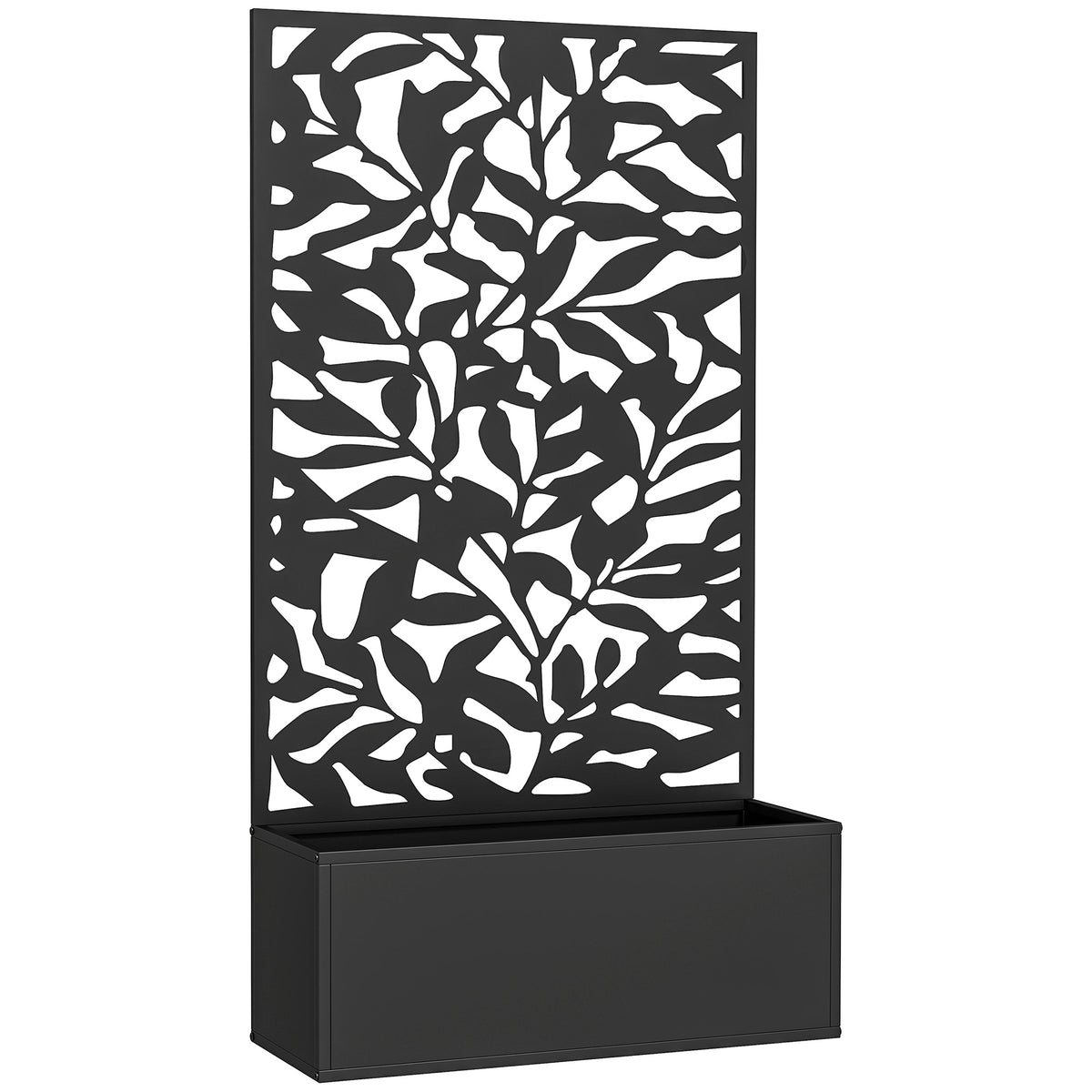 Jardinière avec treillis bac à fleurs rectangulaire grande taille panneau d'intimité métal 61 x 23 x 113 cm noir