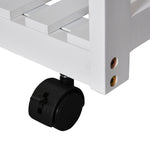 Ensemble Table de Bar Pliable sur roulettes avec étagère et 2 tiroirs + 2 tabourets Bois pin MDF Blanc chêne Clair