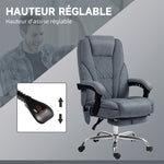 Fauteuil de bureau massant et chauffant hauteur réglable dossier inclinable télécommande repose-pieds rétractable gris