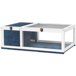 Maison enclos cage habitat pour petit animal tortues avec 2 espaces 91 x 60,5 x 32 cm bois massif bleu