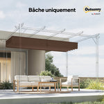 Toile de toit pour pergola tonnelle rétractable de 4 x 3 m - toile uniquement 350 x 260 cm café