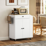 Îlot central cuisine mobile desserte cuisine avec tiroir étagère réglable placard à deux portes 82 x 38 x 86,5 cm blanc