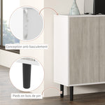 Aparador de cocina mueble de almacenaje 2 armarios con estantes ajustables, 121 x 37 x 75 cm, blanco y aspecto de madera gris