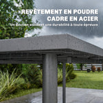 Table de jardin pour 6 personnes, 165 x 80 cm, table à manger extérieure rectangulaire avec plateau à lattes en métal
