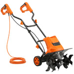 Motobineuse Électrique Motoculteur 1500W 6 Lames 65Mn Largeur 40cm Profondeur 20cm Pliable et Étanche IPX4 Orange
