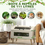 Terrarium pour reptiles, vivarium pour serpents 111L avec fenêtres en verre trempé, couvercle, 80 x 50 x 60 cm