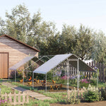 Enclos poulailler chenil volière extérieur 24 m² - Parc grillagé dim. 3L x 8l x 2H m - Espace Couvert - Acier galvanisé