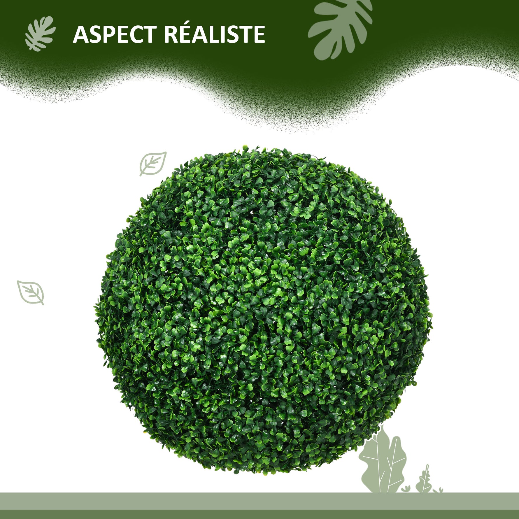 Lot de 2 boules de buis artificielles de 50 cm décoration pour intérieur ou extérieur vert