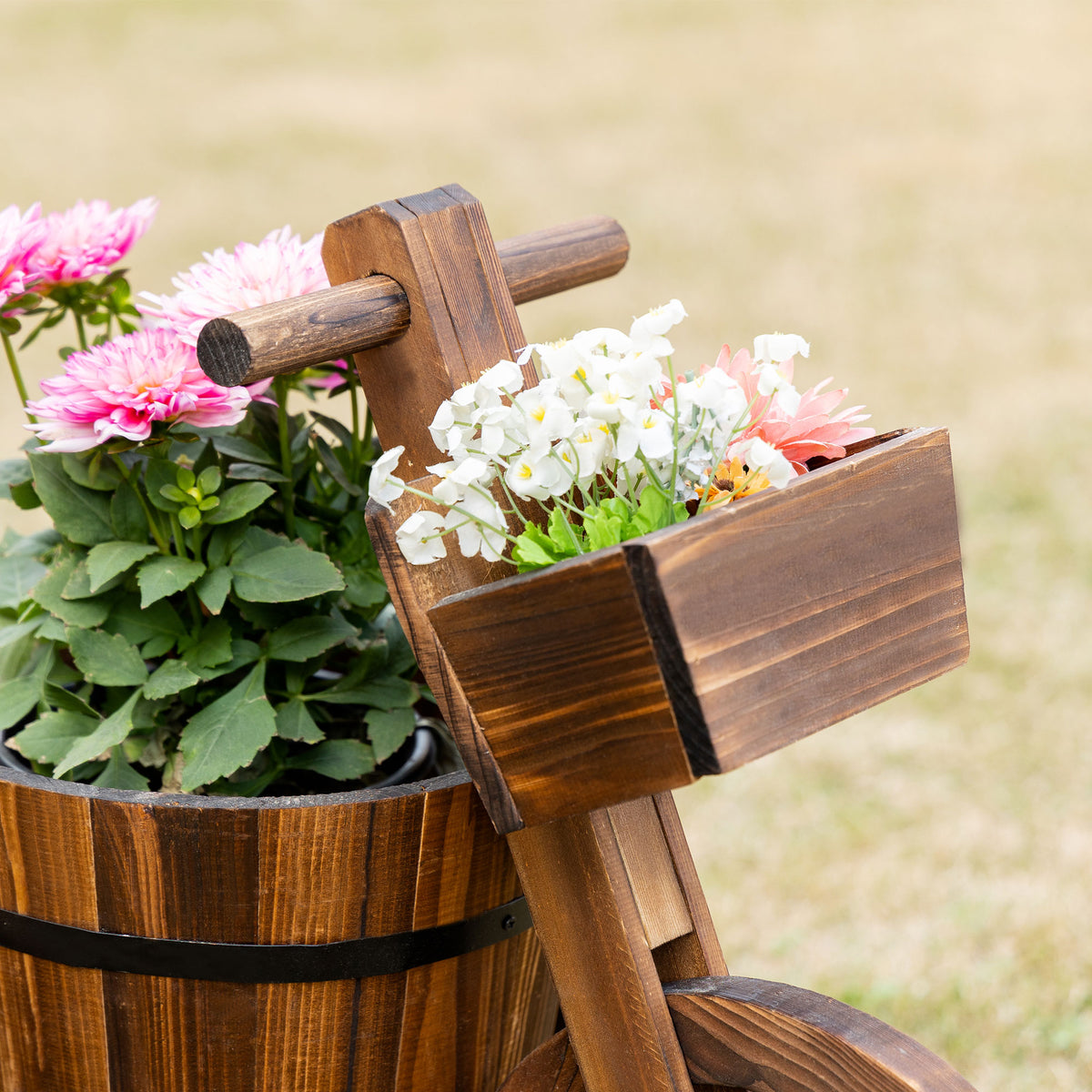 Porta piante a triciclo - scaffale per vasi di fiori - fioriera dim. 52L x 31P x 45A cm - Legno di abete