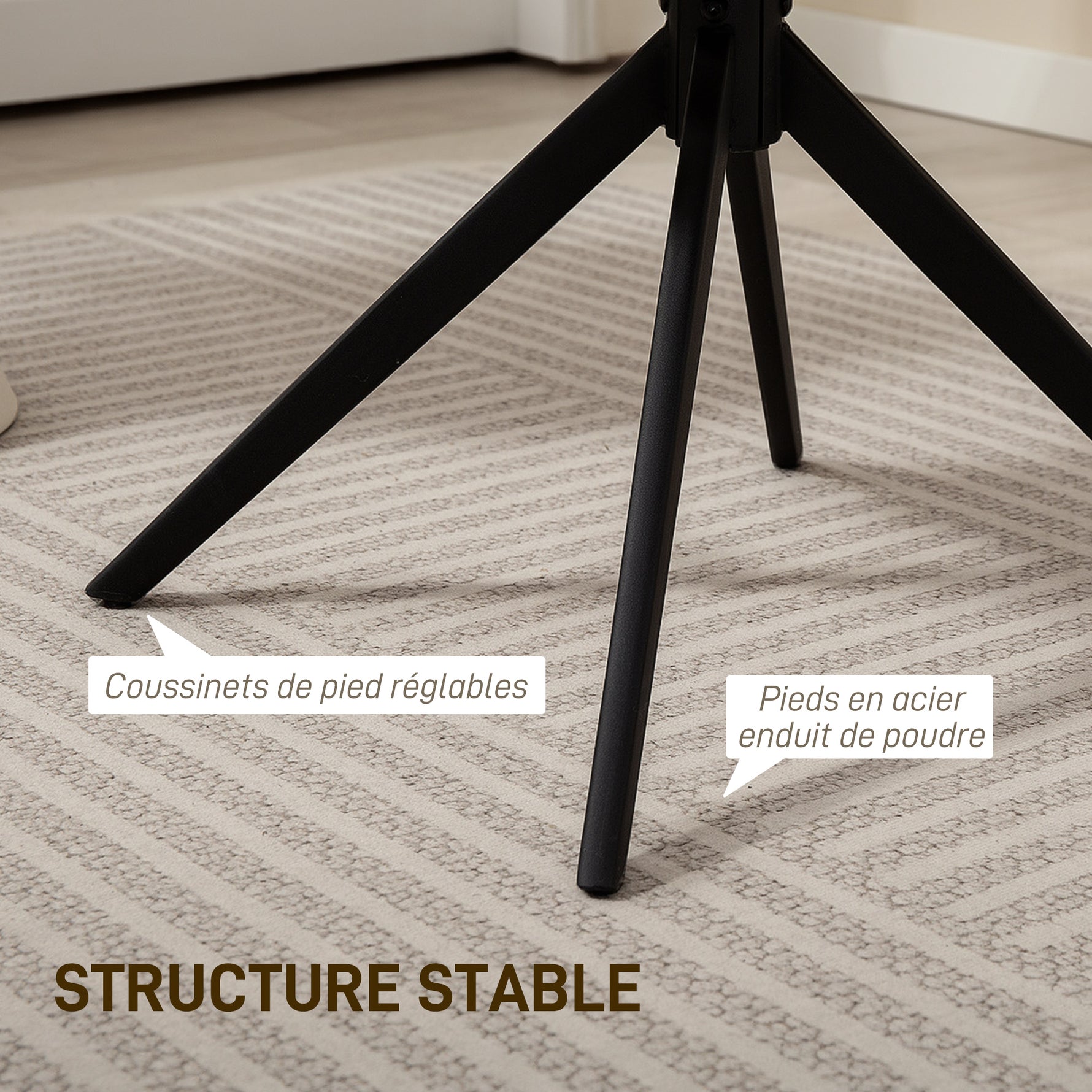 Fauteuil de salon pivotant capitonné grand confort piètement en acier et tissu effet polaire teddy blanc