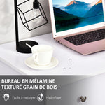Bureau informatique multimédia multi-rangements 3 tiroirs 2 étagères 120L x 49l x 72H cm blanc