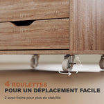 Caisson de bureau à roulette meuble rangement bureau avec 7 tiroirs organisateur pour documents, format A4 ou lettres