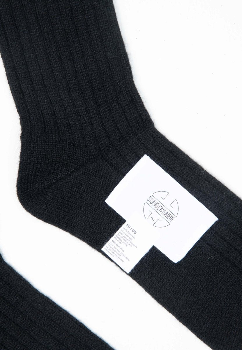 Chaussettes femme en cachemire 4 fils noir - UNI 12-1