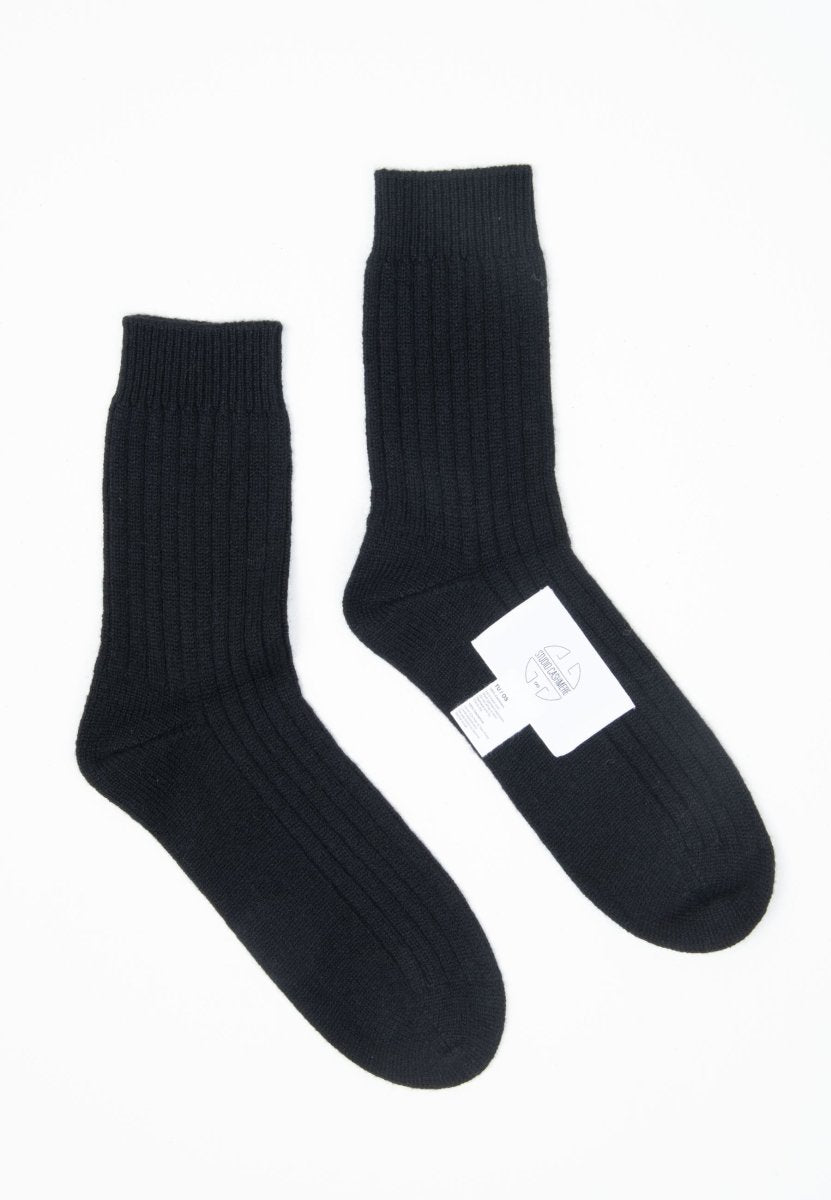 Chaussettes femme en cachemire 4 fils noir - UNI 12-0