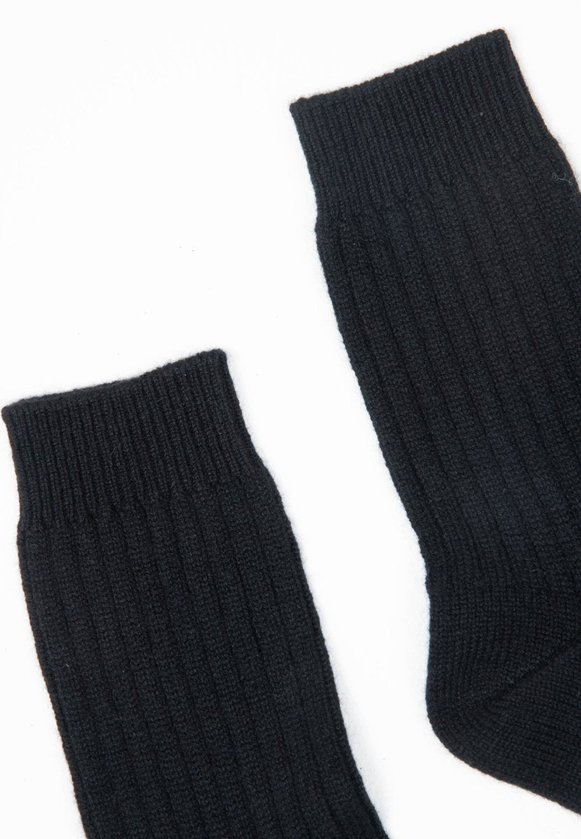 Chaussettes femme en cachemire 4 fils noir - UNI 12-2