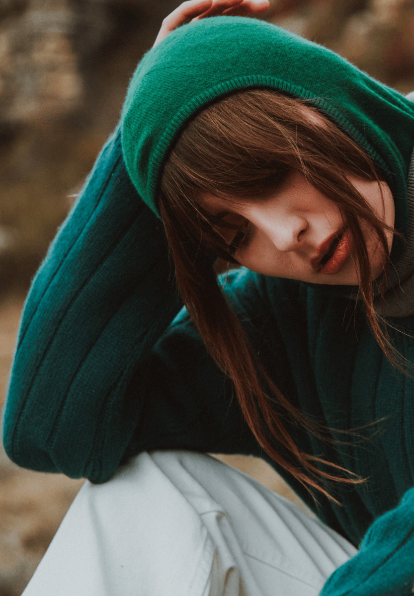 Cagoule unisex en cachemire vert émeraude - UNI 9-3