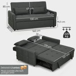 Canapé Convertible 2 Places 3 en 1, Canapé-Lit Clic Clac 160 cm, Dossier Réglable, Assise Large, 2 Oreillers, Gris Foncé-2
