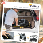 Poussette pour chien 3 roues avec pliage facile, sac de rangement, coussin souple, laisse de sécurité, gris