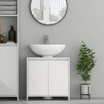 Meuble sous vasque 2 portes avec étagère réglable armoire de rangement pour lavabo 60l x 30P x 60H cm blanc
