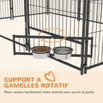 Chenil extérieur pour Chiens en acier et Tissu Oxford Support gamelle et Toit résistant aux intempéries Espace spacieux-5