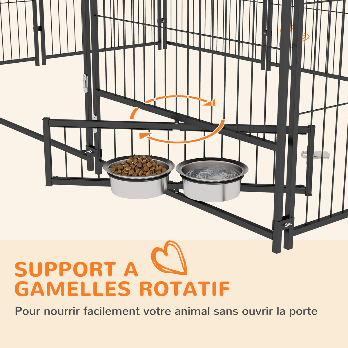 Chenil extérieur pour Chiens en acier et Tissu Oxford Support gamelle et Toit résistant aux intempéries Espace spacieux-5