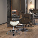 Tabouret à roulettes, tabouret de massage avec hauteur réglable 49-61 cm et selle ergonomique, chaise de travail à roulettes pivotant 360°, pour salon de massage tatouage clinique spa, blanc