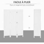 Paravent en bois séparateur de pièce closion intérieur pliable 3 panneaux en bois 120 x 170 cm blanc