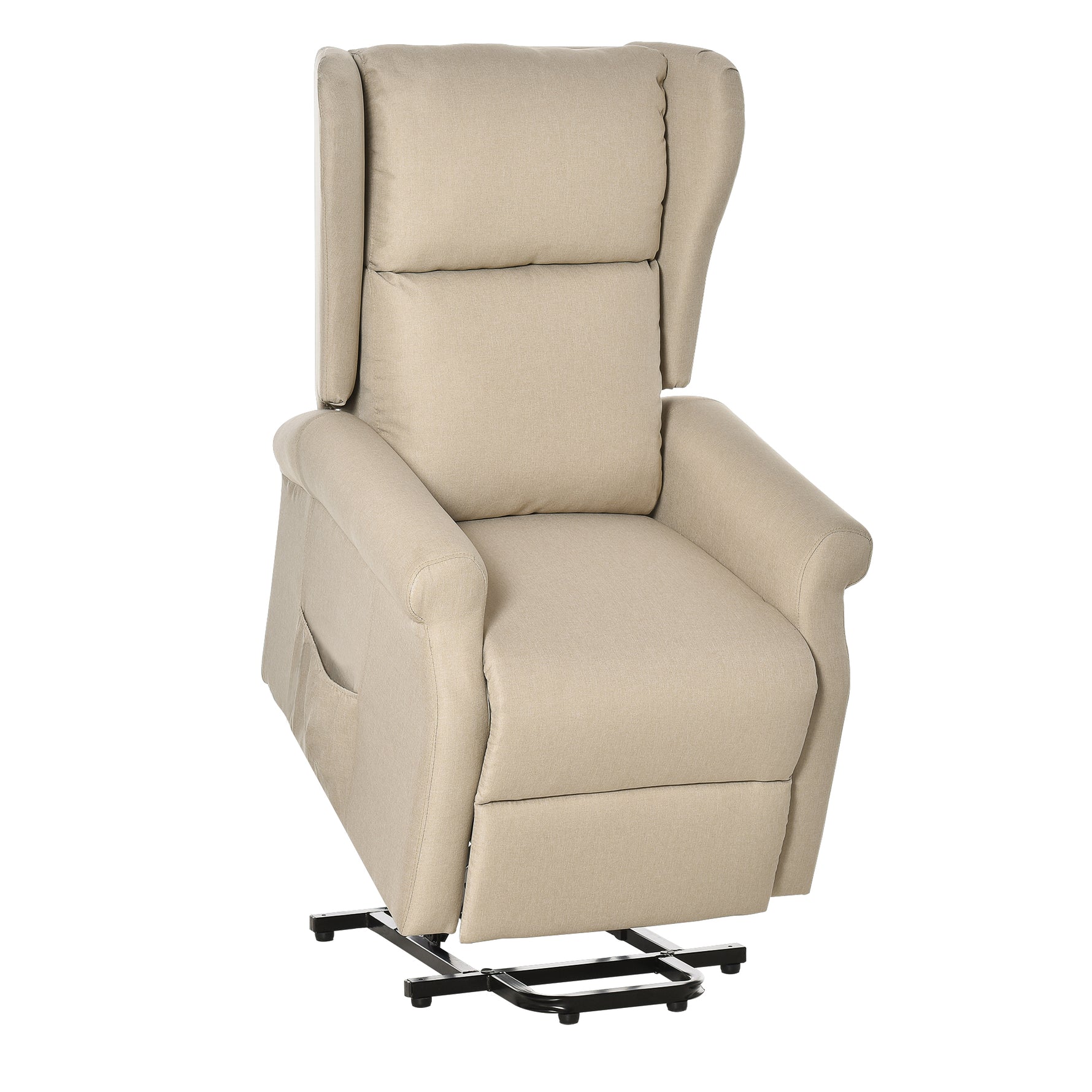 Fauteuil releveur inclinable avec Repose-Pied Fauteuil de Relaxation électrique Ajustable Lin Crème