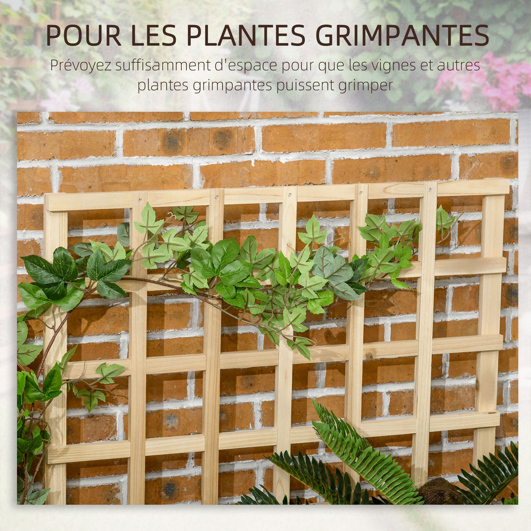 Carré potager jardinière à 3 étages avec treillis lit surélevé en bois pour plantes grimpantes légumes fleurs naturel