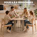 Tavolo da pranzo rotondo per 4-6 persone, Ø 120 x 75 cm, tavolo da cucina con robusta base a listelli, legno naturale