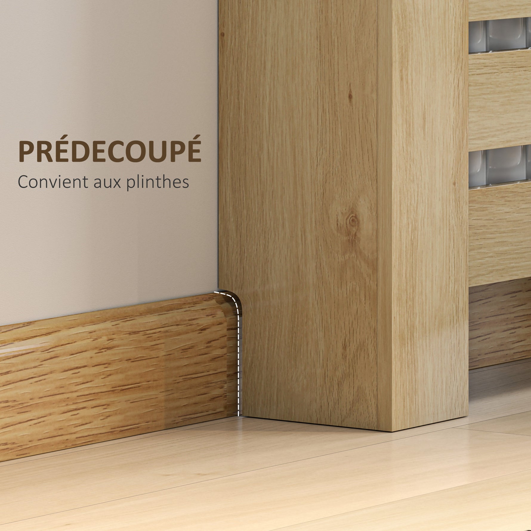 Couvercle de radiateur cache radiateur grille à lattes horizontales avec 2 tiroirs en bois 78l x 19P x 95,5H cm chêne