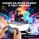 Elektroauto für Kinder Sportwagen Lamborghini Sian 12 V – V. max. 5 km/h mit 2,4-GHz-Fernbedienung Sound- + Lichteffekte Weiß