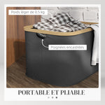 Panier à linge pliable 36 L corbeille linge sale avec poignées rainurées pour salle de bain chambre à coucher buanderie
