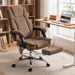 Vibrating and Heated Massage Office Chair, Ergonomic Printed Velvet Desk Chair, Reclining Backrest, Brown