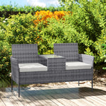 Banc de Jardin en résine tressée 2 Places avec Table et Coussins - 135 x 64 x 81 cm - pour Balcon et Terrasse Noir