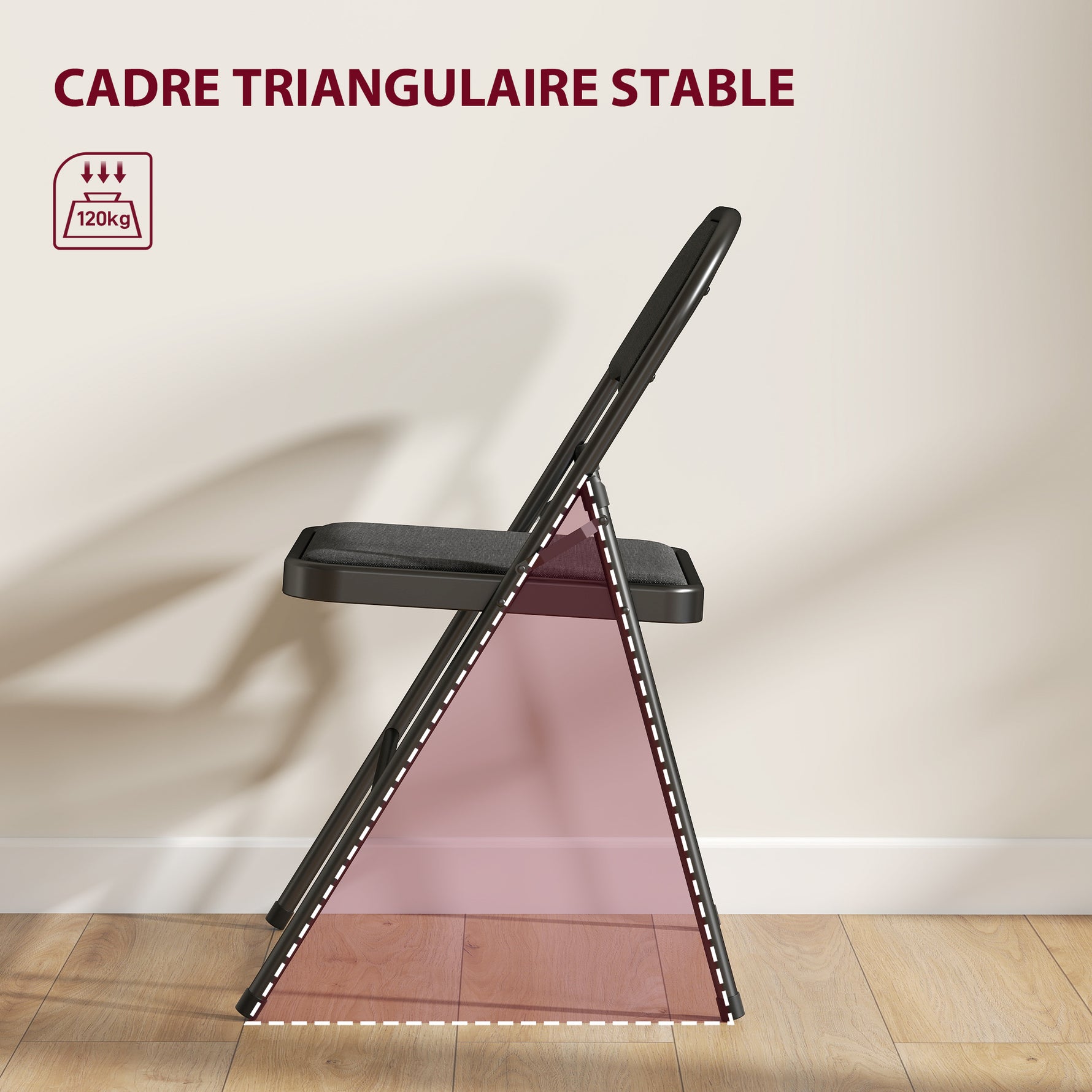 Lot de 6 chaises pliantes chaises de salle à manger portables cadre en acier 45 x 46 x 78 cm noir