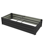 Jardinière rectangulaire potager de jardin bac à fleurs en acier avec bordure de sécurité et fond ouvert noir