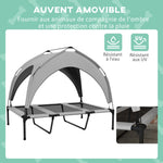 Lit pour chien chat sur pieds grand confort velum anti-UV oxford sac de transport inclus106 x 76 x 94 cm gris