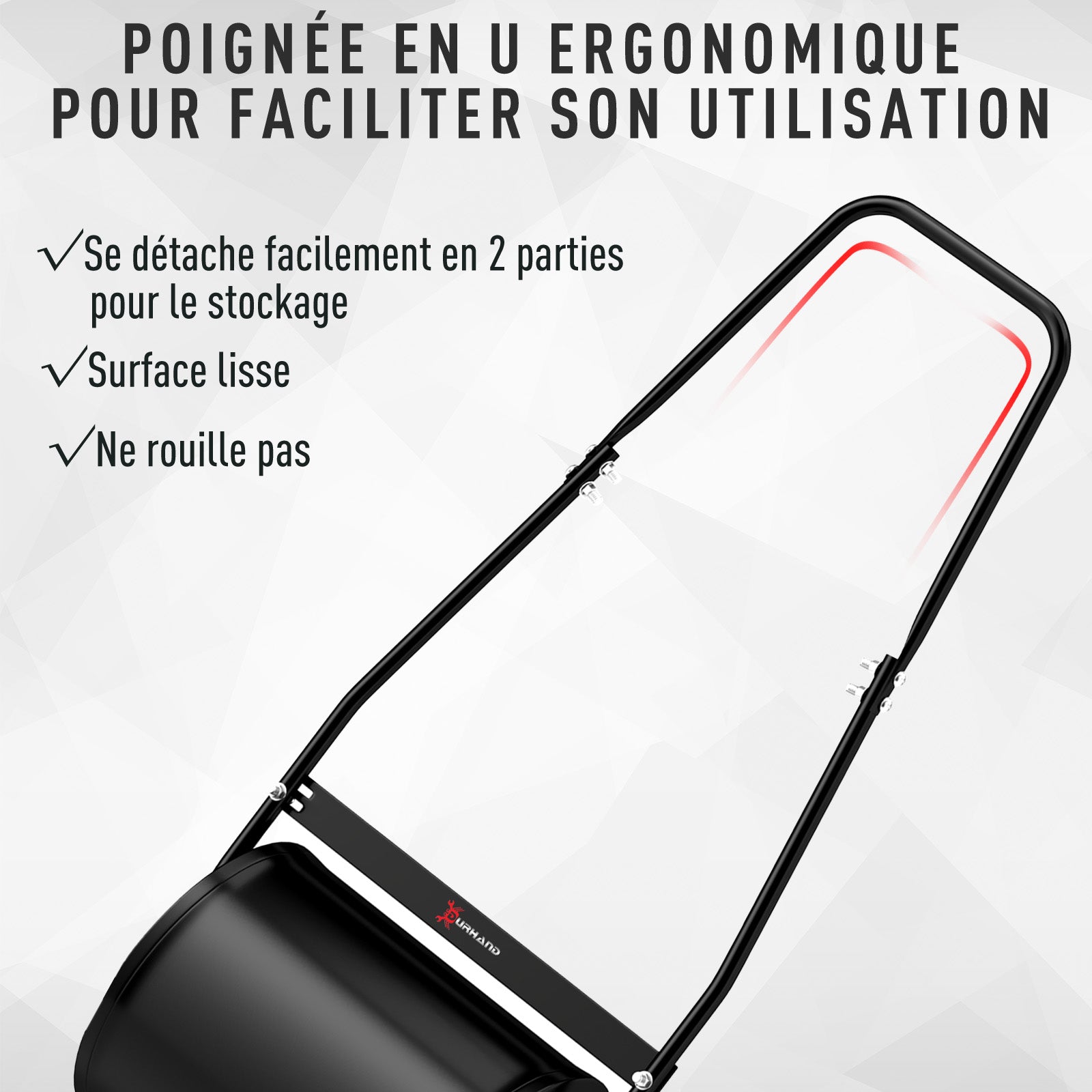 Rouleau à Gazon Jardin en Acier avec poignée dim. 47L x 32l x 105H cm lestage Max. 30 L Noir