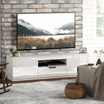 Meuble TV 160 cm, meuble télé pour téléviseur jusqu'à 65 pouces avec 2 portes et tiroir, blanc