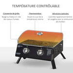 Barbecue gaz de Table transportable Pieds Pliables - 2 brûleurs 5 KW - Barbecue gaz de Camping - Grille de