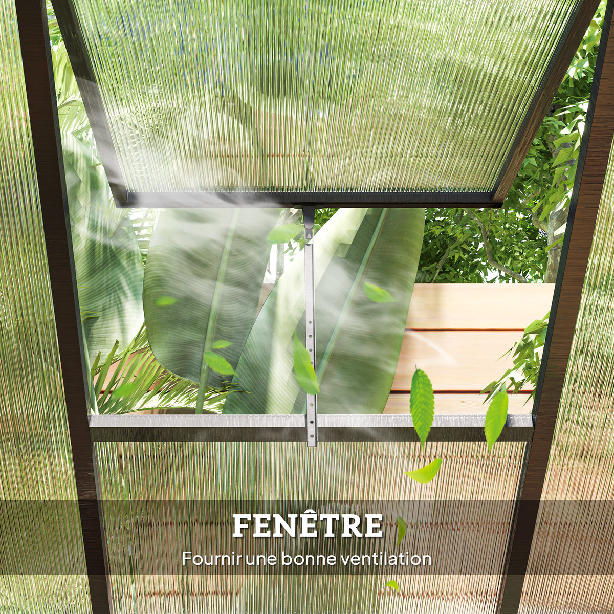 Serre de jardin en aluminium polycarbonate, serre avec fenêtres supérieures réglables 303x183x195cm transparent