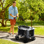 Cochecito plegable para mascotas perro gato capazo extraíble correas 4 ruedas 81 x 58 x 97,5 cm gris