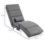 Fauteuil relax salon fauteuil de massage et chauffage meridienne avec télécommande et oreiller, tissu effet lin, gris